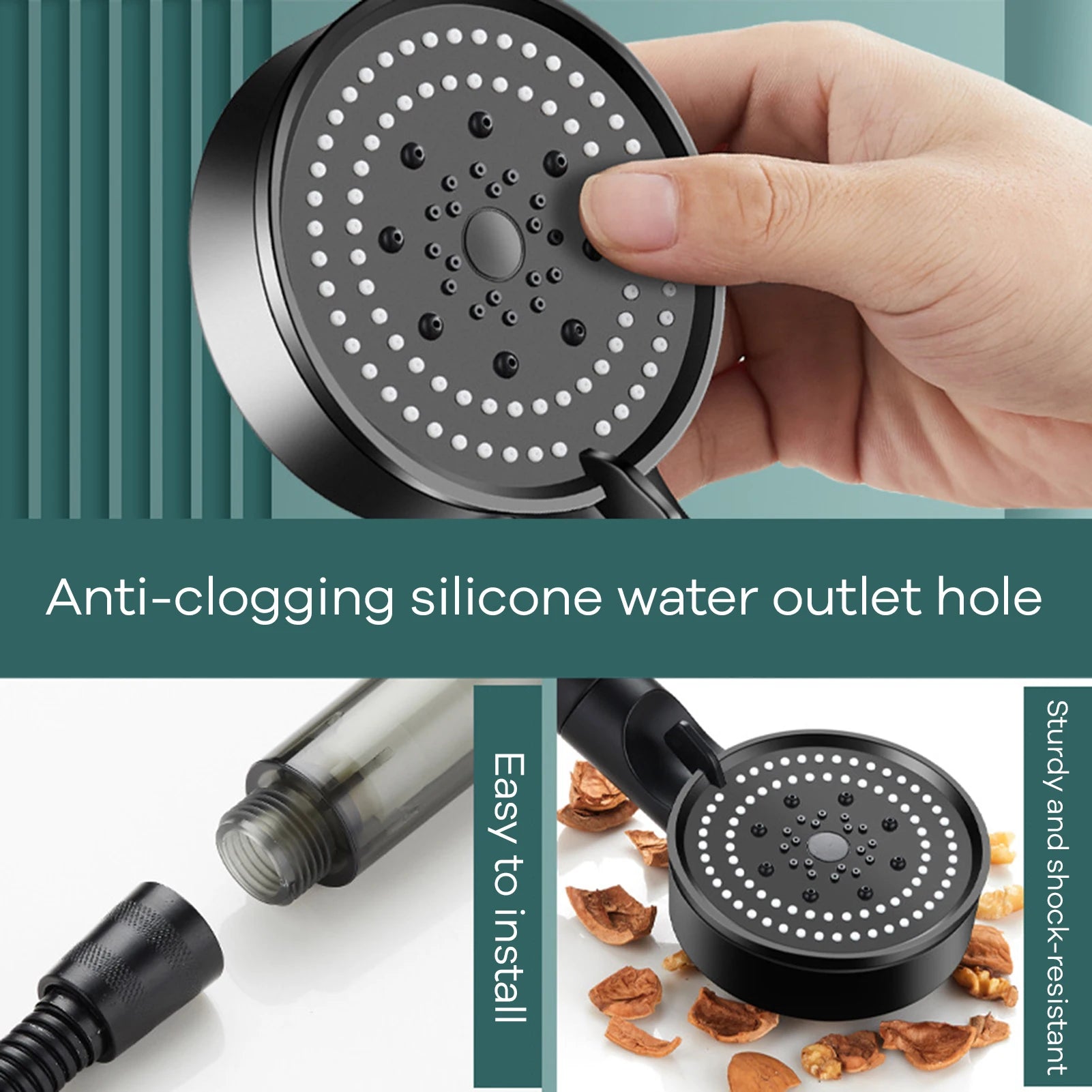 Pressurize Shower Head Durable Stainless Steel Showerhead Set Adjustable Water Pressure Shower Faucet Bathroom Accessories
