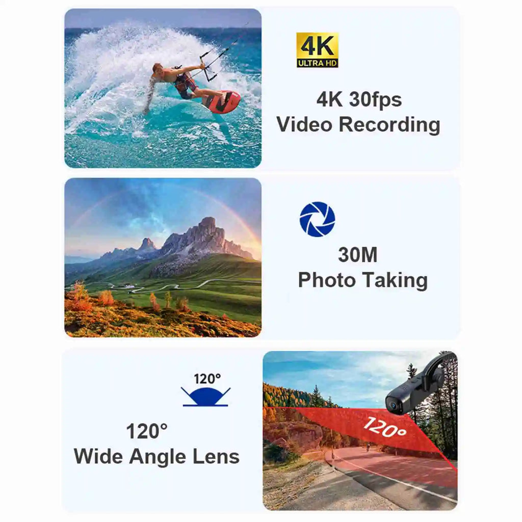 Head Mounted Camera 4K 30FPS Anti Shake and 120° Wide Angle Lens Video Camera wearable video camera 4k