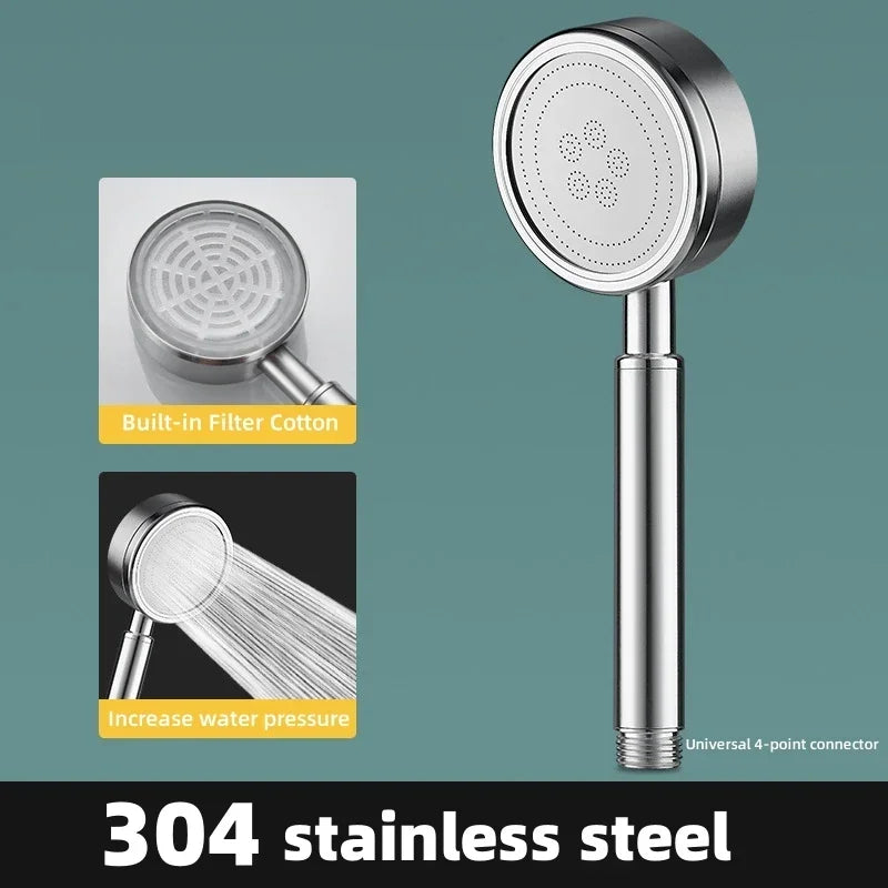 304 Stainless Steel Shower Head Pressurized High Pressure Detachable Bathroom Showerhead for Home Spa Easy Install Accessories