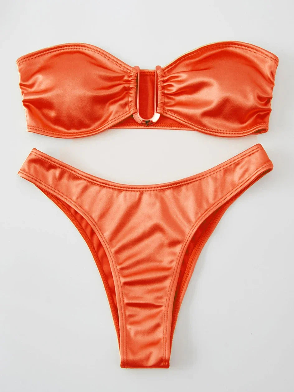 Bandeau Bikini Swimsuit Women 2026 Two-piece Swimwear Thong Bikinis Sets Female Bathing Suit Push Up Monokini Beach Wear Biquini