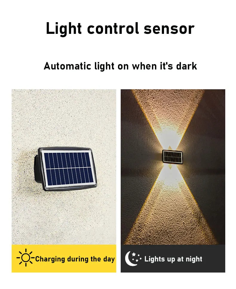 Solar Wall LED Light Outdoor Garden Decoration Wall Lamp High Brightness Up And Down Luminous Lighting Outdoor Solar LED Lamp