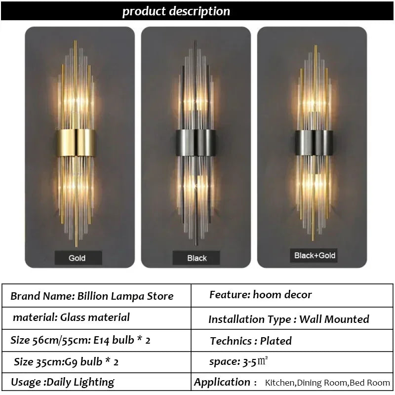 Luxury Wall Lamp Modern LED Gold Wall Light Indoor Lighting Wall Sconce Home Decor for Living Room Bedroom Bedside Stairs Lamps