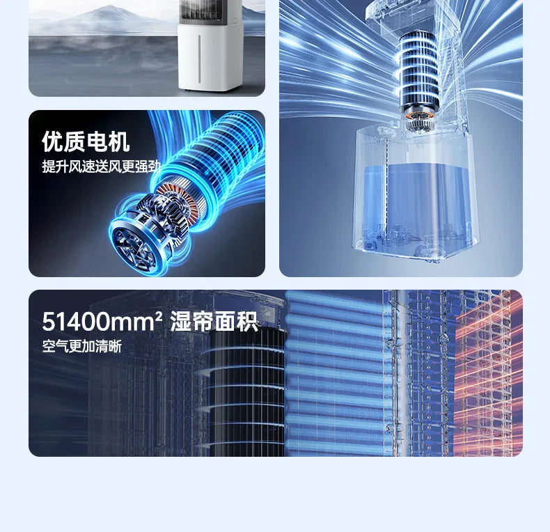 New Mini Air Conditioner Fan Cooling for Whole Room Mobile with Ice Crystals Voice Control Quiet Detachable Filter Air Cooler