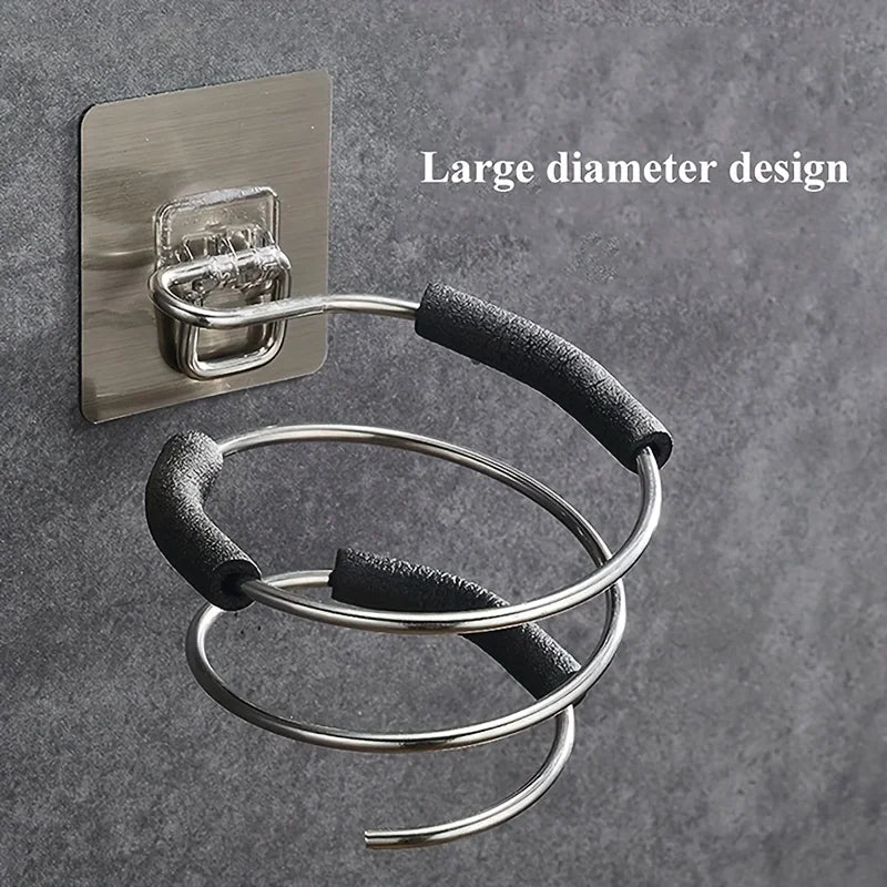 Bathroom Hair Dryer Holder Free Punching Hair Care Tools Holder Adhesive Wall Mount Barber Salon Tools
