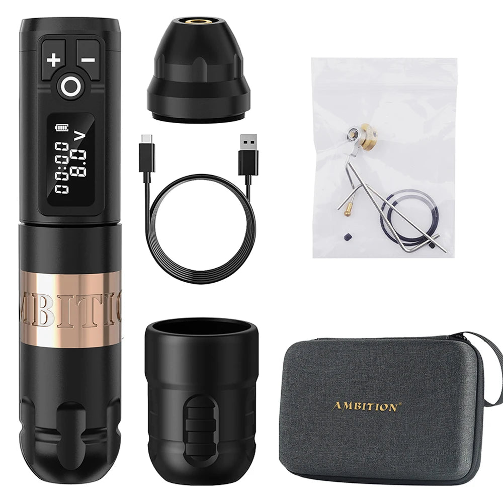 Ambition New Soldier Rotaty Battery Pen Wireless Tattoo Machine Portable Power Pack 2400mAh LED Digital Display For Body Art