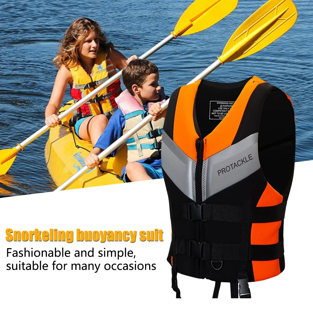 Professional Water Sports Life Jacket For Adults And Children Adjustable Buckle Vest For Swimming Snorkeling Safety Aid 240D