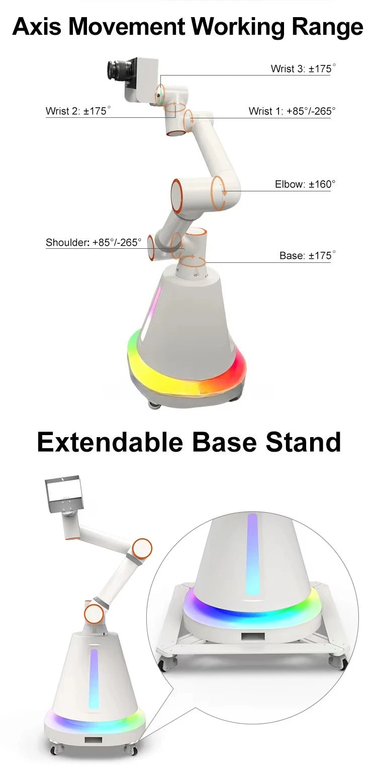 Customized  6 Axis Interactive Robot Photo Shooting Automatic Visual Camera Slow Motion Recording Light Function
