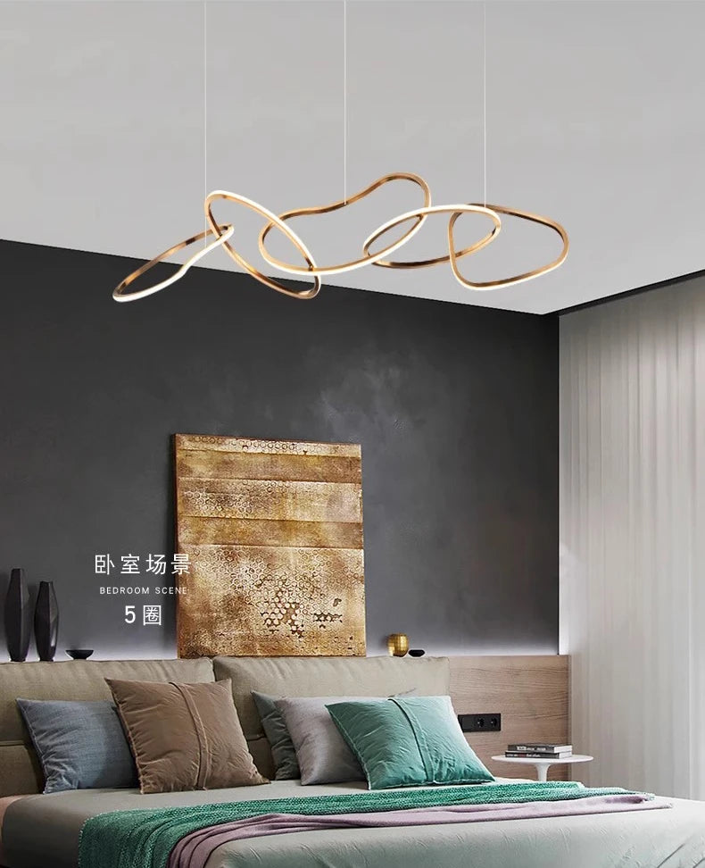 Light luxury LED lustre pendant lights hanging lamps black gold rose gold light for indoor bedroom dining table light fixture