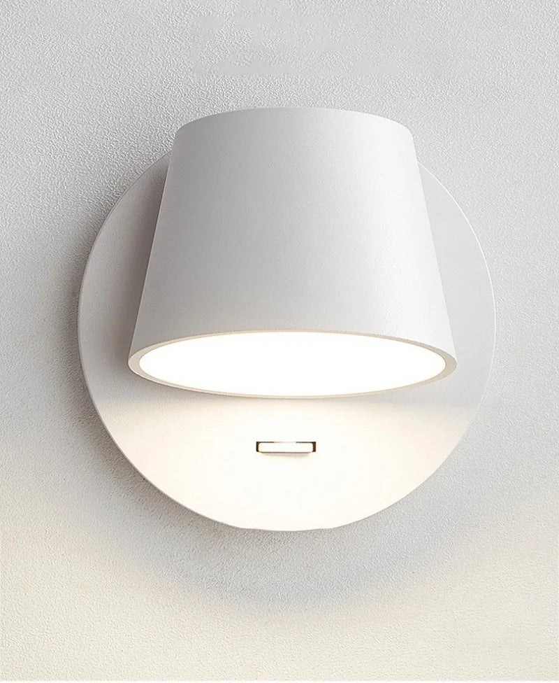 Nordic LED Wall Lamp With Switch 350 Degrees Rotatable Bedroom Bedside Corridor Reading Light Aisle Hotel Sconce Indoor Light