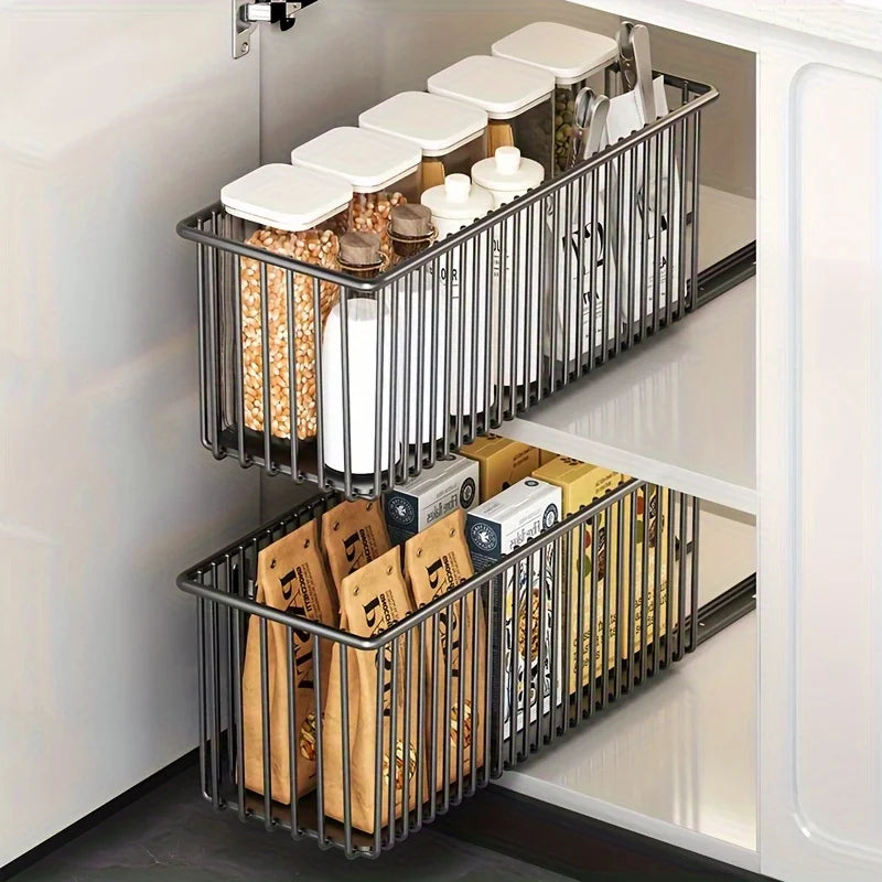 Pull Out Cabinet Organizer Basket Under The Sink Slide-Out Drawer Storage Box Kitchen Sideboard Sliding Drawer Rack Shelf