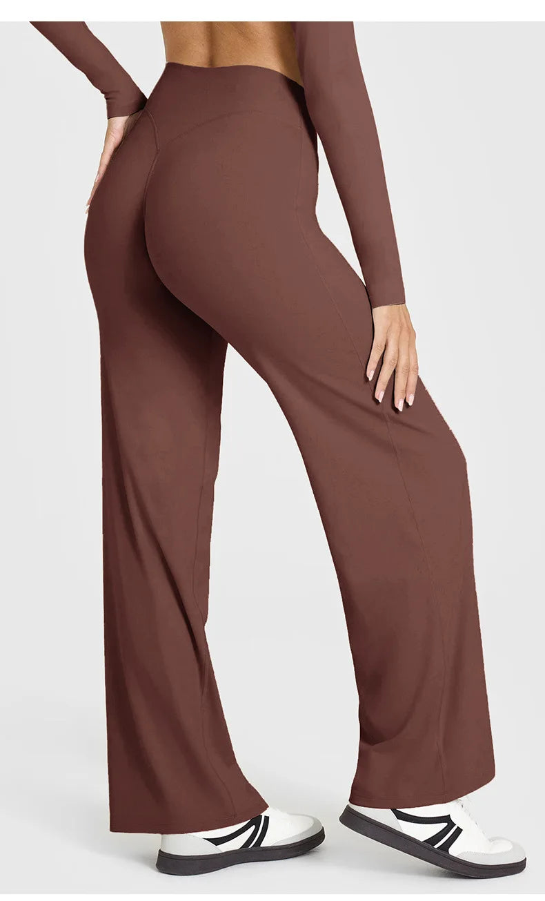 Straight Leg Yoga Pants Soft Butter Fabric Women Clothes Middle Waist Gym Pants Leggings Fitness Pilates Running Sports Trousers