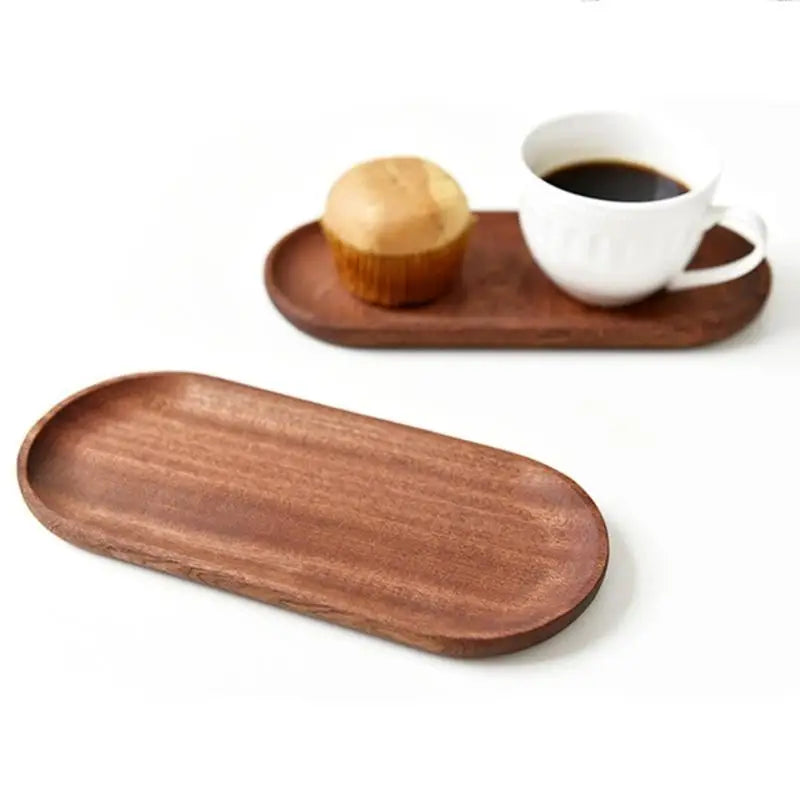 G6KF Wooden Dinner Breads Plates Fruit Display Dishes Tea Tray for Kitchen