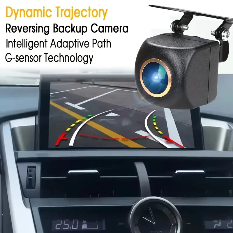 HD Backup Camera with Dynamic Trajectory Guide Lines, Full Color Night Vision Wide Angle Fisheye Lens for SUV, Truck, RV, Camper