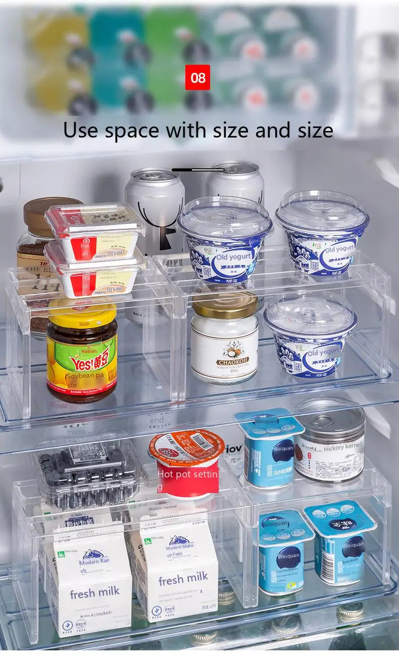 [Kitchen Storage] Clear Expandable Cabinet Organizer, Spice & Dish Divider, Multi-Scene Use For Kitchen & Bathroom