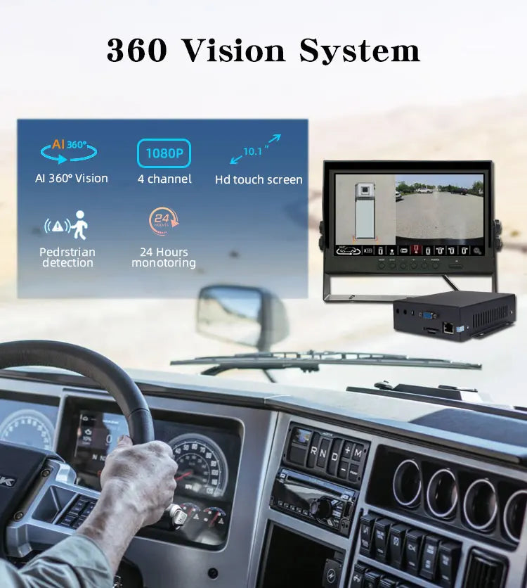 Hd 4ch Cameras 3d 360 Degree Surround Bird View Panorama Vehicle With Bsd Truck Bus Car Camera Ai System for Truck Rv Bus Camper