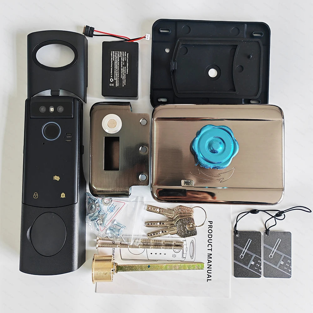 Waterproof Intercom Face Recognition Tuya Wifi Fingerprint Code RFID Card Smart Lock with Doorbell/Rechargeable Li-Battery/Keypa