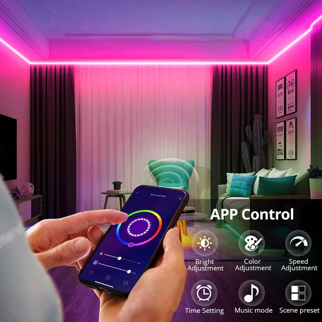 12V Smart Wifi APP Control LED Light RGB Neon Strip Night Light with PIR Motion Sensor Dimmable Silicone Tape Voice Assistant