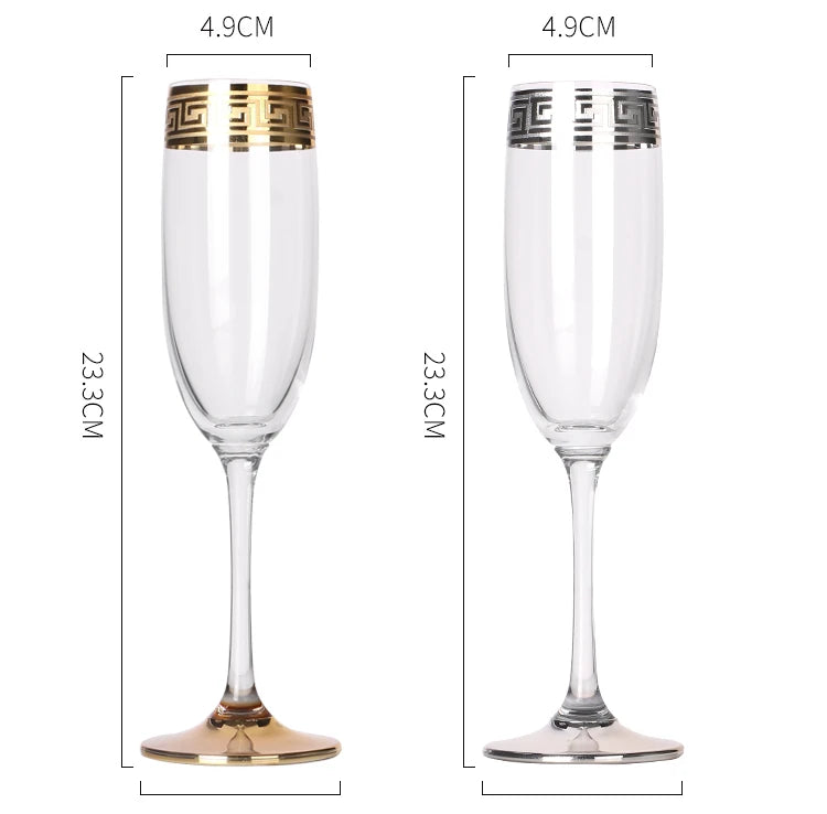 Phnom Penh Silver Rim European Glass Brandy Champagne Glasses Tall Wine Glasses Crystal Wine Glasses Table Household Glasses