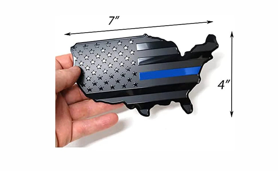 USA Black Flag Map Auto Fender Emblem for Cars Trucks Laptop Wall  7"x4"