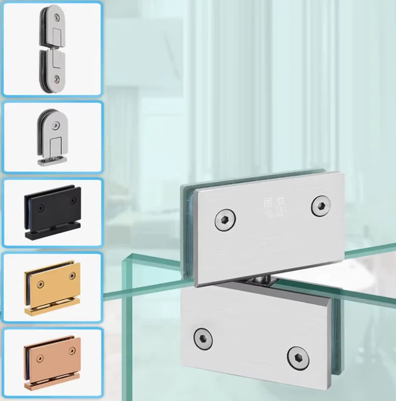 1Pair SUS304 Framless Glass Door Pivot Hinge For Shower Enclosure Commercial Entry Cubicle