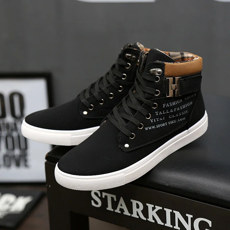 2024 Fashion Men Casual Shoes High Top Canvas Shoes Sneakers Man Lace-Up Breathable Trainers Men Baskets Basic Flats Shoes