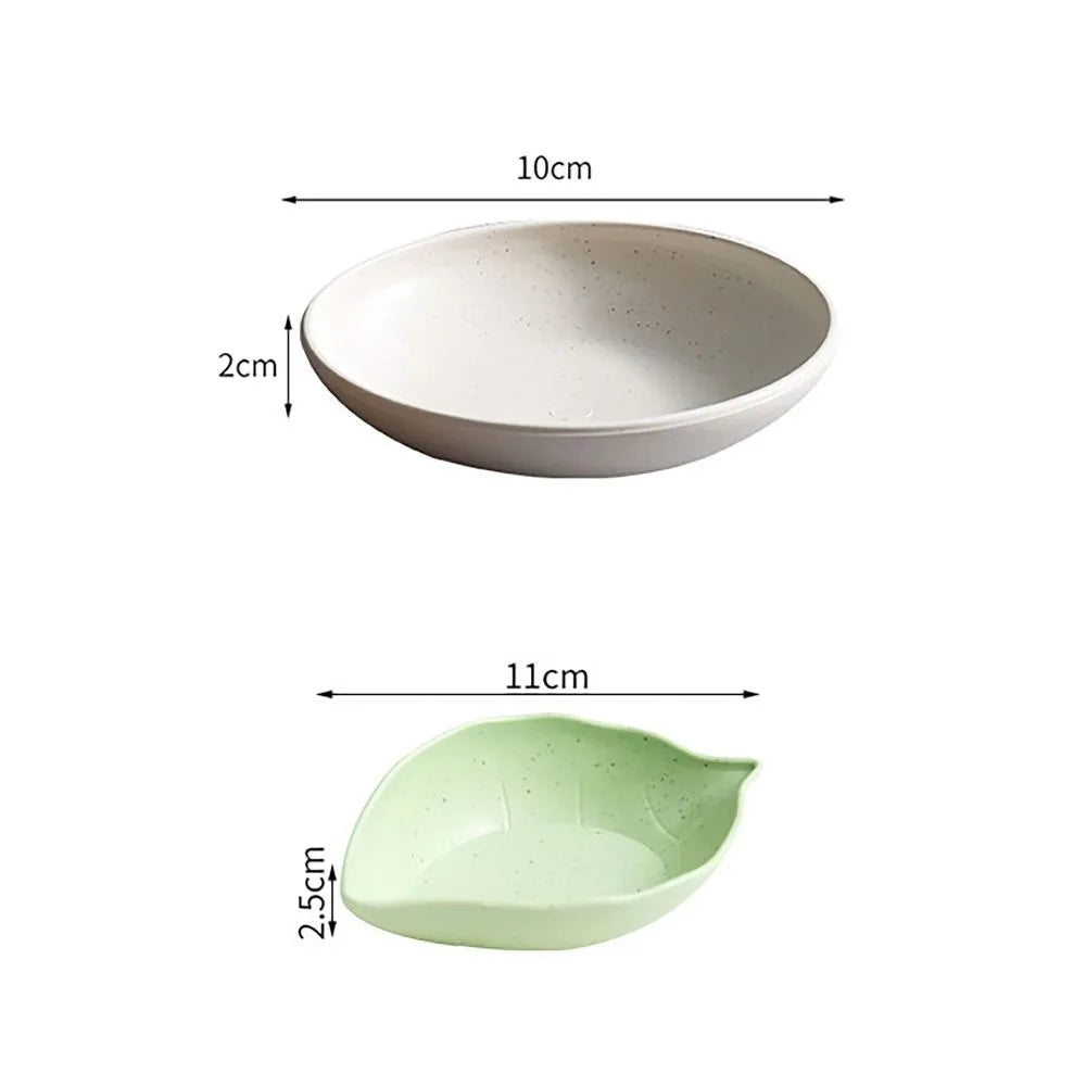 Durable Wheat Straw Seasoning Dish Kitchen Utensils Tableware Snack Plate Leaf Round Shape Tableware Bowl Barbecue