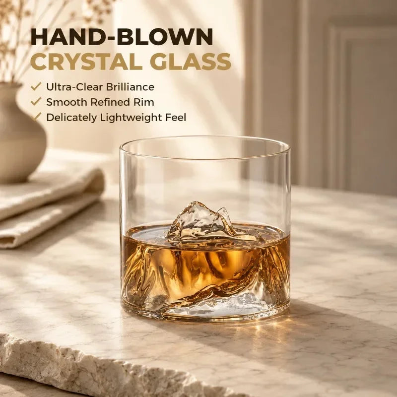 Guanshan Whiskey Glass Glass Glacier Mountain Cup Suitable for Drinking Whiskey Cognac Cocktail Ice Glass
