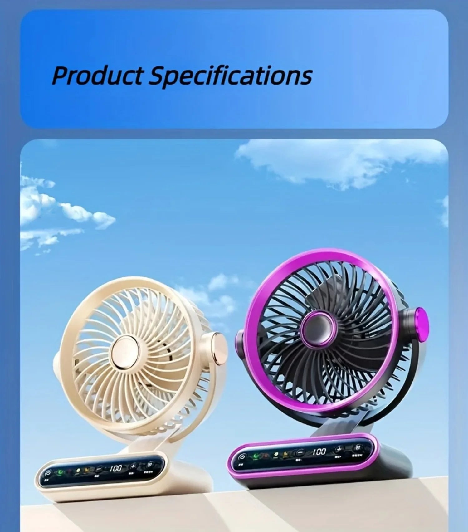 Air Circulation Fan Desktop Portable Rechargeable Fan AI Smart 100 Speed Stepless Quiet Brushless Motor Type-C Baby Sleep Wind