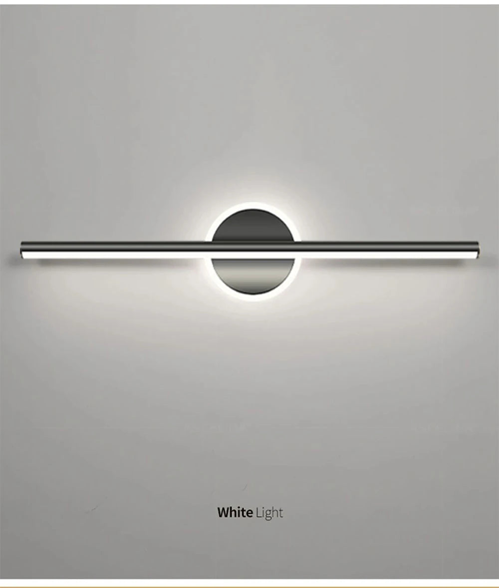 Modern LED Wall Lamp Black Mirror Light Dresser Bathroom Toilet  Long Strip Lamps Home Decor 40/60/80CM Led Lighting Lustre