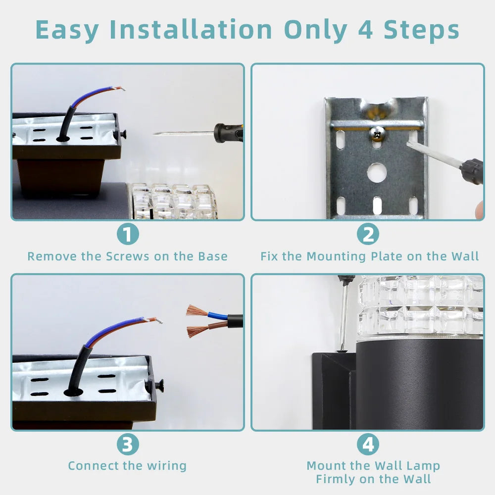 2025 NEW Wall Light Outdoor Waterproof LED E27 Bulb External Facade Decor Stairs Lights Entrance Fixture Home Decorative Wall