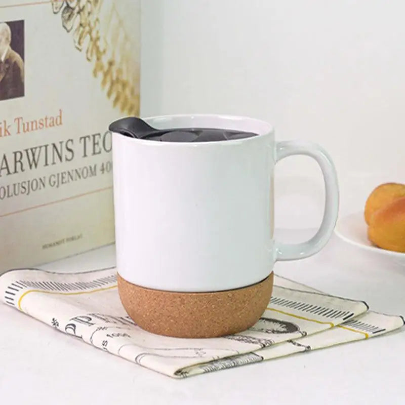 Cork Bottom Ceramic Frosted Coffee Mug Non-slip 350ml Easy Wash Drinking Cup for Office Home Gift Giving