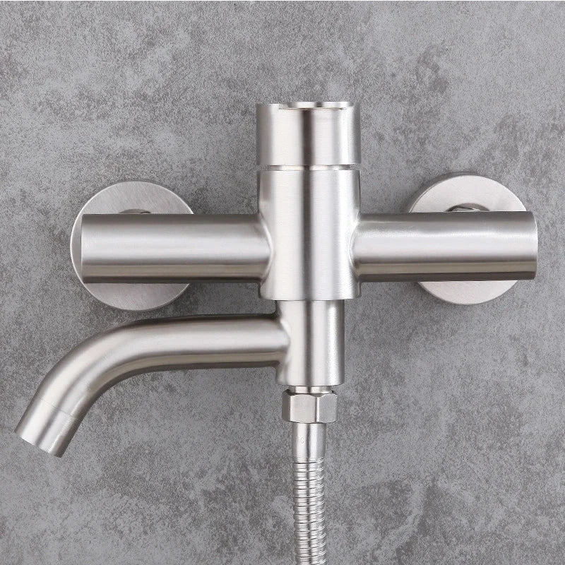 Stainless Steel Shower Mixer Faucet Shower Diverter Wall Mounted Bathroom Fixtures Ceramic Valve Core Universal Hot Cold Tap