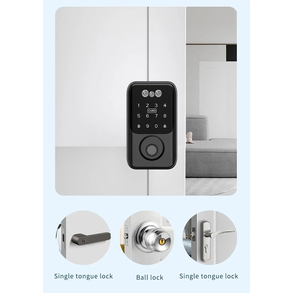 Tuya BLE Digital Electronic Smart Deadbolt Fingerprint Door Lock Password Card Key Unlock Keyless Entry For Smart Home