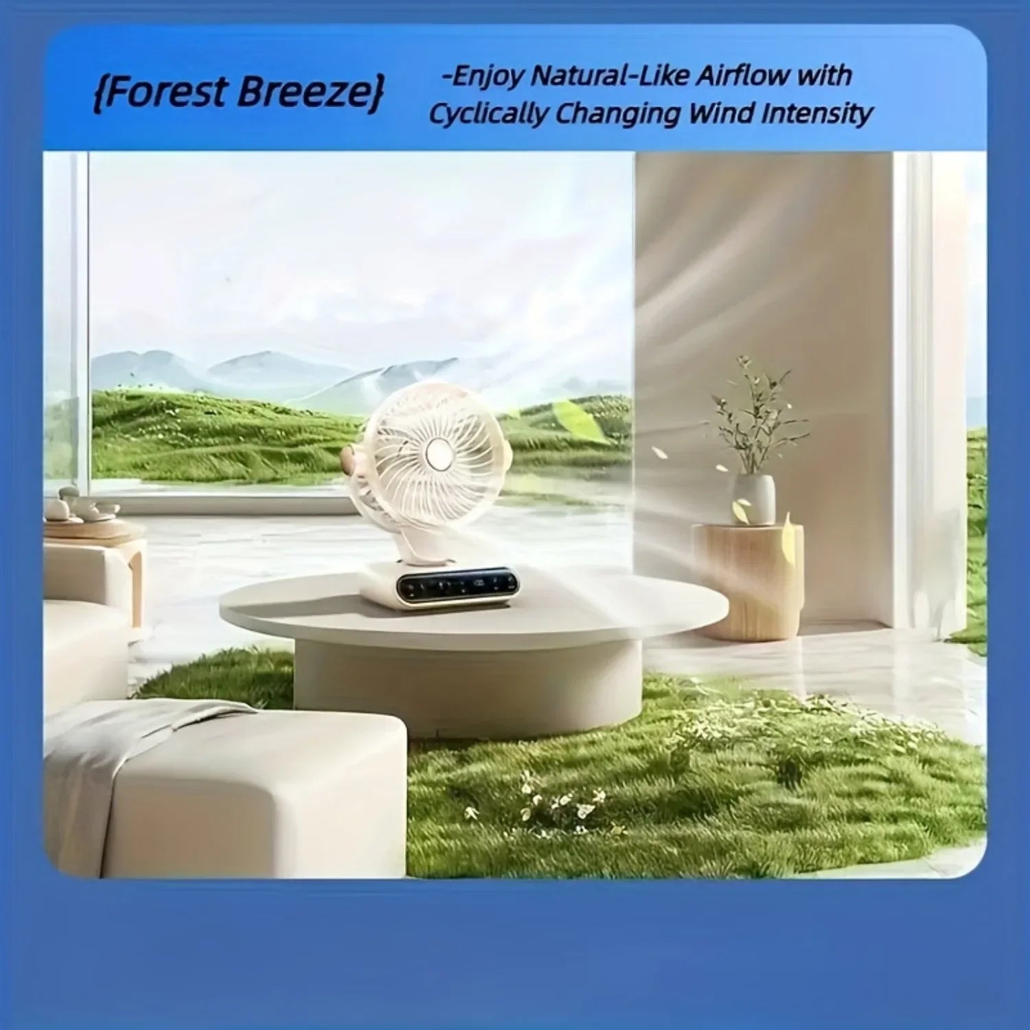 Air Circulation AI Fan Desktop Portable Rechargeable Fan Smart 100 Speed Stepless Quiet Brushless Motor Type-C Baby Sleep Wind