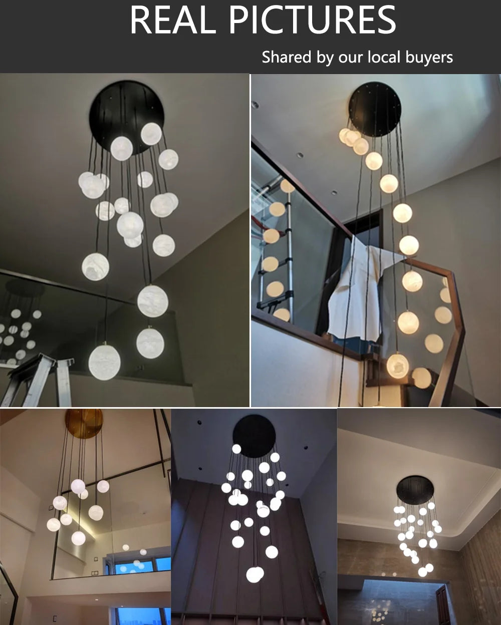 2026 New Modern Staircase Decor Lighting Luxury Marble Chandeliers Duplex Villa Loft Dining Room Hall Living Room Pendant Lights