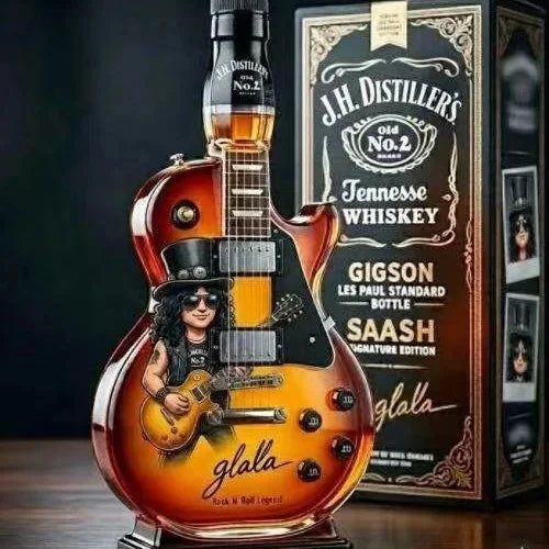 Whiskey Guitar Shaped Glass Bottle Novelty Bar Home Table Decor Handmade Clear Liquor Spirits Carafe Gift
