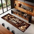 Coffee Time Kitchen Rug Brown Modern Runner Non Slip Kitchen Rug Kitchen Rug Kitchen Runner Rug Coffee Pattern Rug Brown Rugs
