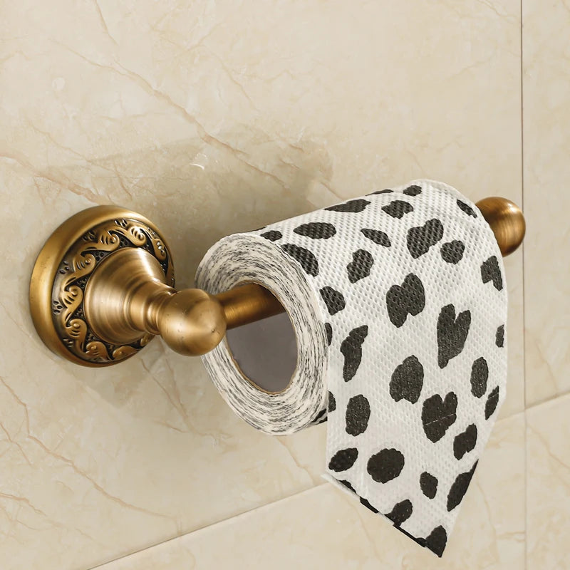 . Antique Brass Aluminium Bathroom Accessories Set,Robe hook,Paper Holder,Towel Bar,Soap Basket,Bathroom Fitting