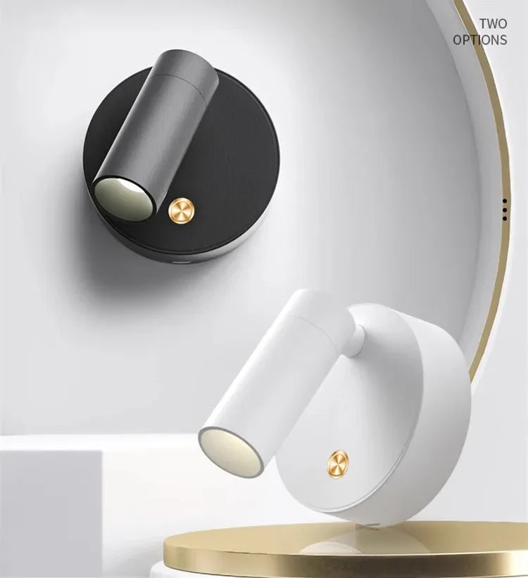 LED Bedroom Wall Light With Touch Switch Black White Magnet Magnetic Base Dimmable For Bedside Study Reading USB Rechargeable
