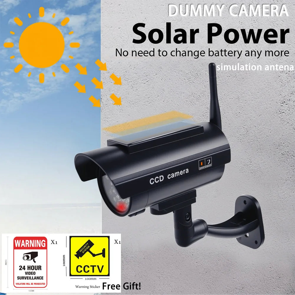 Mini Solar Powered Waterproof Fake Camera With Antena Dummy CCD Security Camera Home Yard Office Security System Scare Theft
