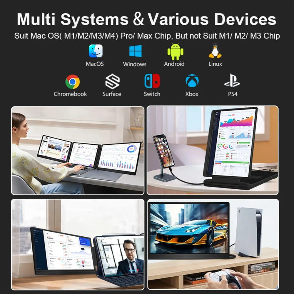 Dual Screen Extender FHD IPS Gaming Display Portable LCD Backlit Monitor High Definition for Productivity 14 to 16 inch Rospider