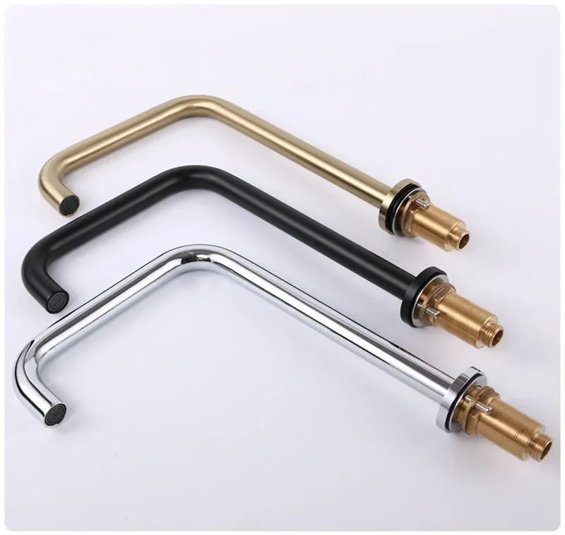 Basin faucet Bathroom two holes Widespread Brushed Gold bathroom sink tap 360 rotating widespread Black basin Tap