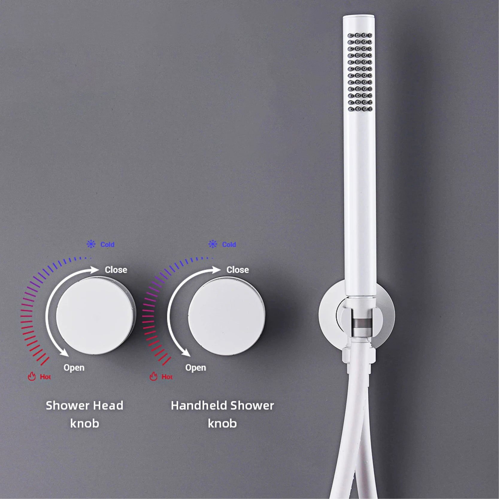 Luxury Gun Gray Brass Wall Mounted Shower System with Embedded Design, Dual Handle Hot and Cold Water, Simple Bathroom Faucet