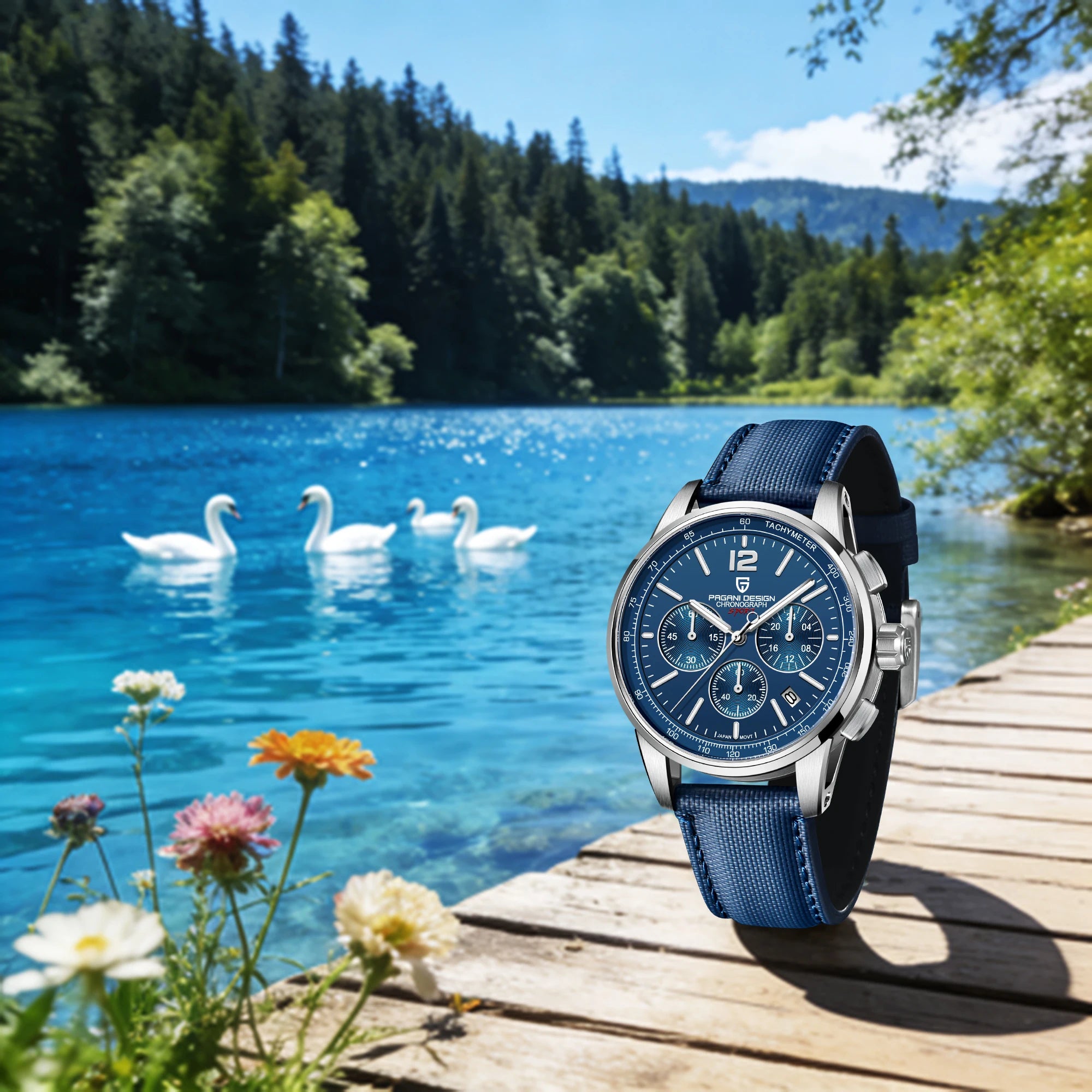 PAGANI DESIGN Men Quartz Watch Modern Light Simple Fashion Pioneer Stainless Steel Tachymeter Waterproof Calendar Luminous Watch