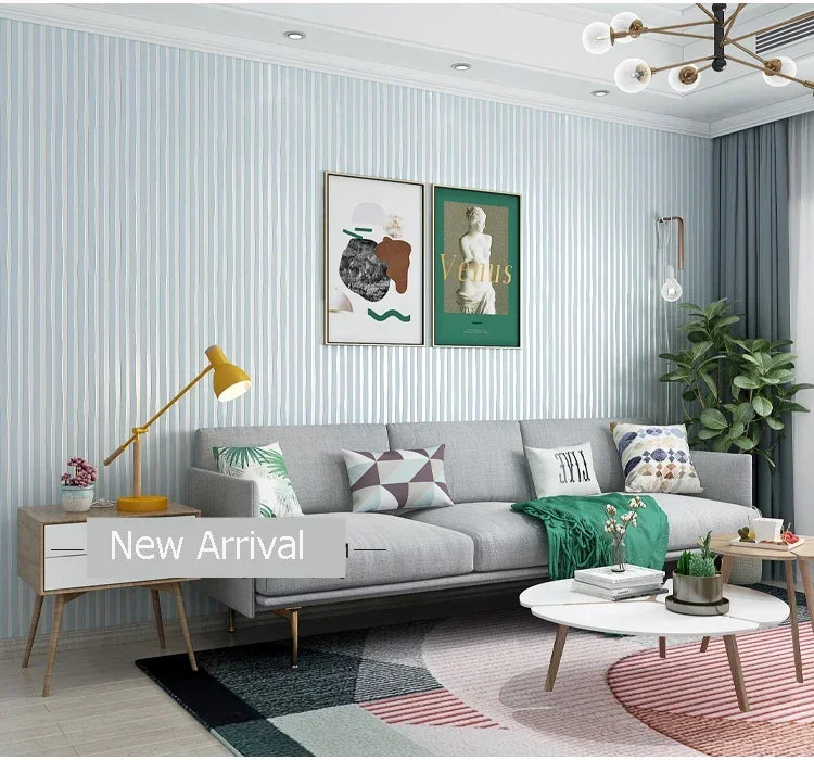 Modern Vertical Stripe Wallpaper Pink Blue Striped Living Room Decor TV Wallpapers 3d Elegant Home Decoration Wall Papers