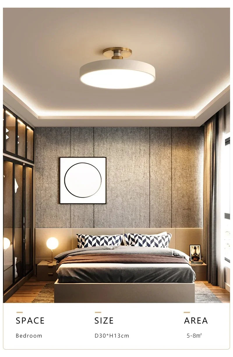 Modern Macaron LED Ceiling Light Simple Circular Dimmable Pendant Light Living Room Bedroom Study Nordic Decorative Lighting