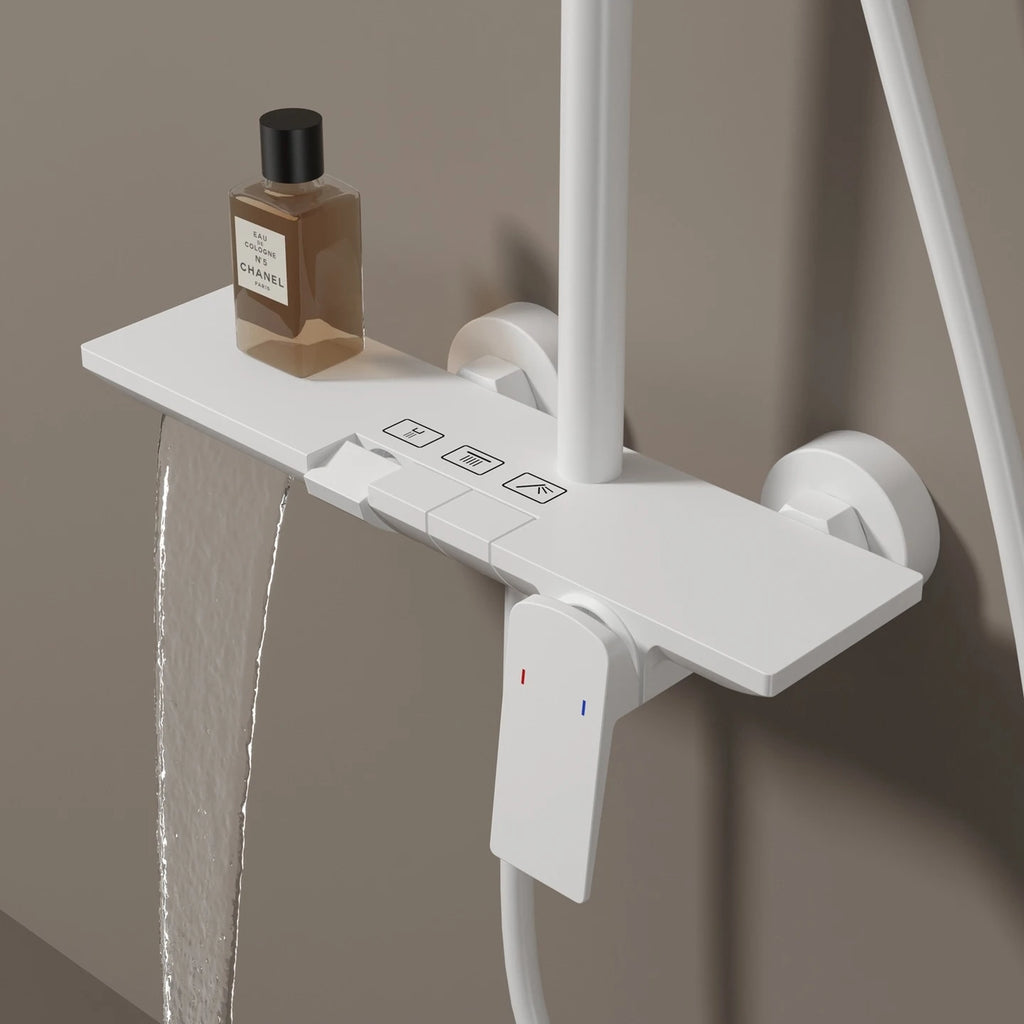 Rose Gold Piano Bathroom Shower System Solid Brass Bathroom Faucet Accessories Rain Shower Head Hot Cold Piano Shower Set
