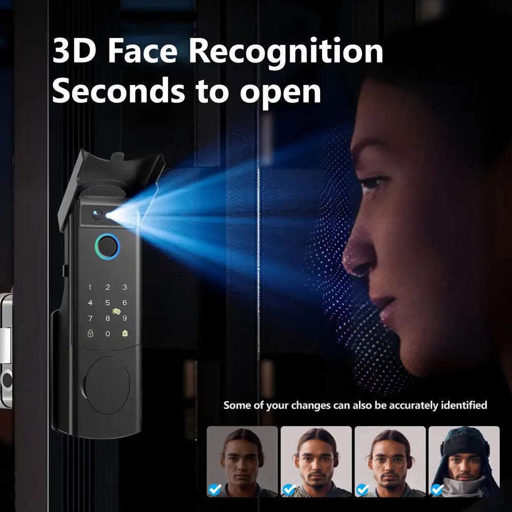 Tuya Smart WiFi Waterproof 3D Face Door Lock Double Fingerprint Unlock for Home Security Apartment Villa/Hotel Office PST-V8-2F