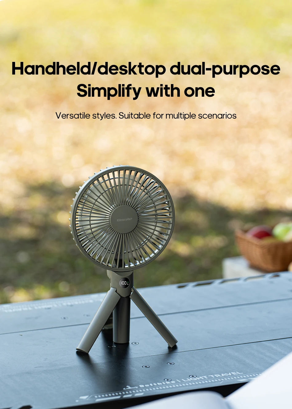 New Portable Folding Handheld Fan 3000mAh Desktop Rechargeable Fan Angle Adjustable for Home Outdoor Travel Camping