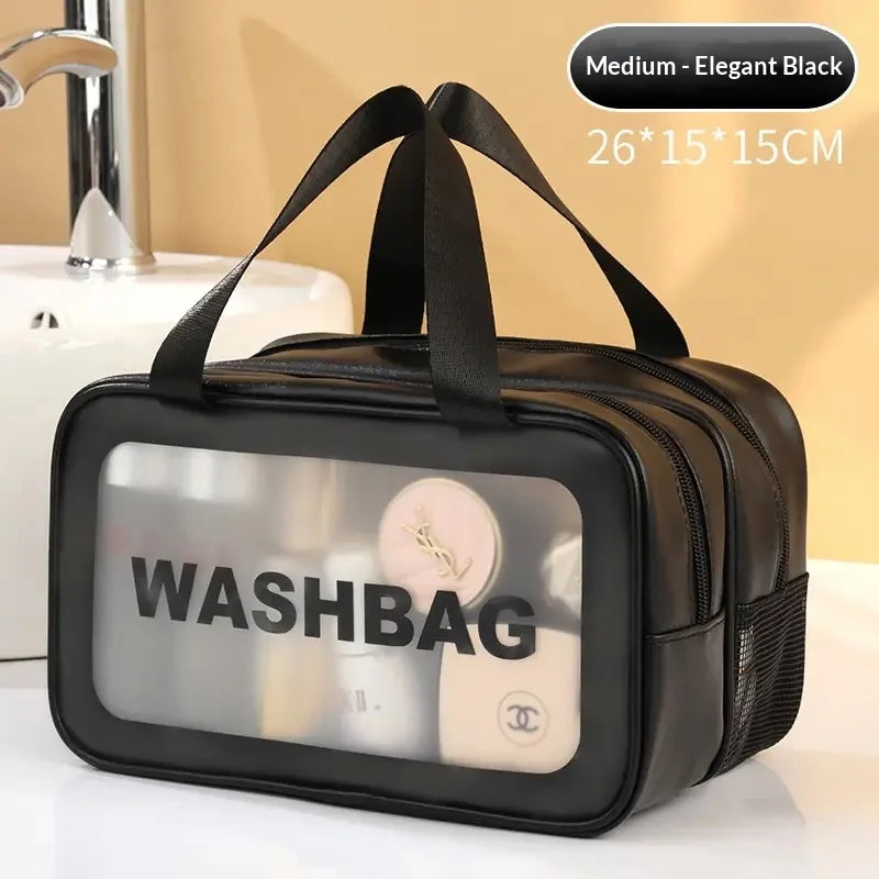 Homefish Large capacity transparent dry wet separation double-layer washbag frosted travel portable handheld bath storage bag